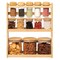 Basicwise Minimalist Two-Tier Bamboo Lazy Susan Turntable with 8 Pcs 12 oz Airtight Lid Glass Jars, Versatile Spice Rack Organizer, Perfect for Kitchen Countertops, Dining Tables, and Pantry Cabinets